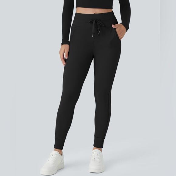 HALARA Pants - HALARA Softlyzero™ High Waisted Drawstring Side Pocket Plain Full Length Joggers